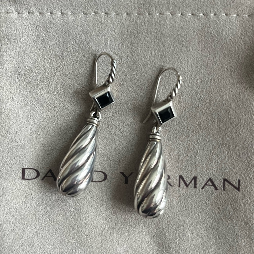 David Yurman Garnet silver drop earrings. - Picture 1 of 2